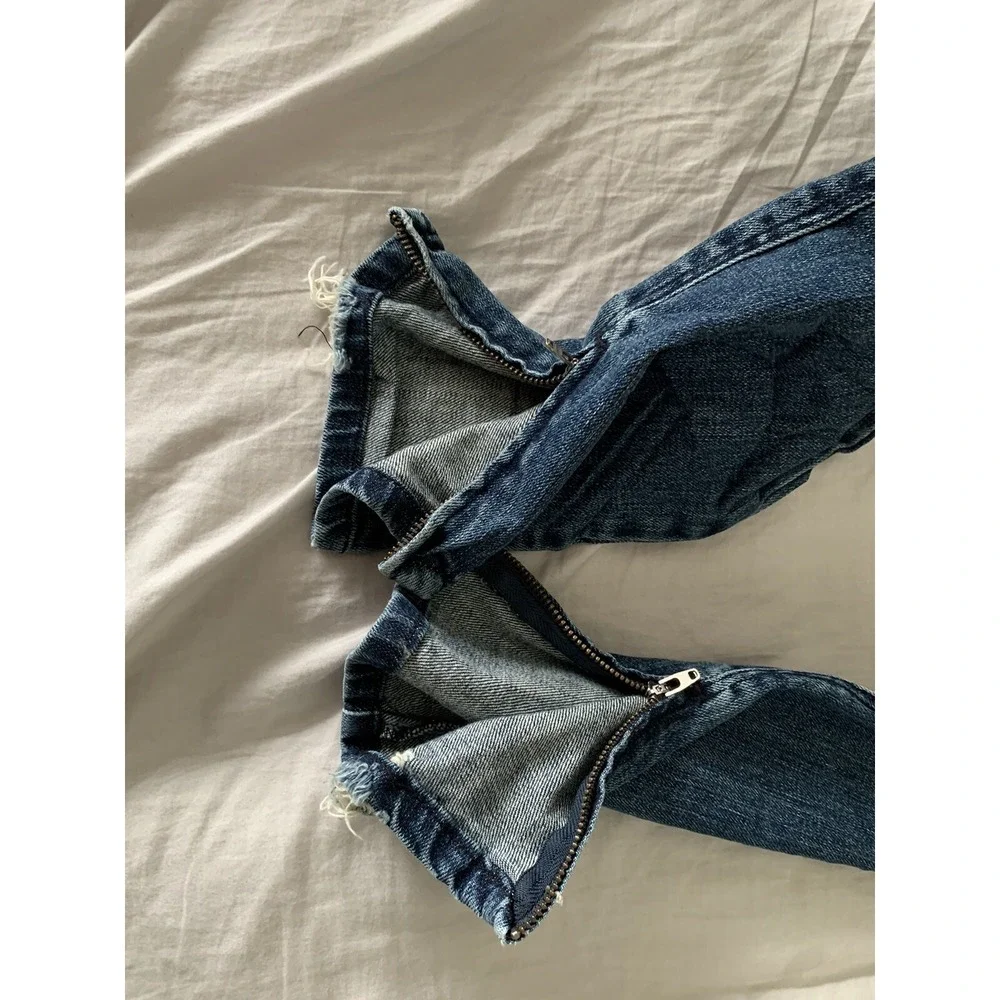 NWT Ksubi Super Skinny Ankle Zip Roadie Blue Distressed Jeans size 30